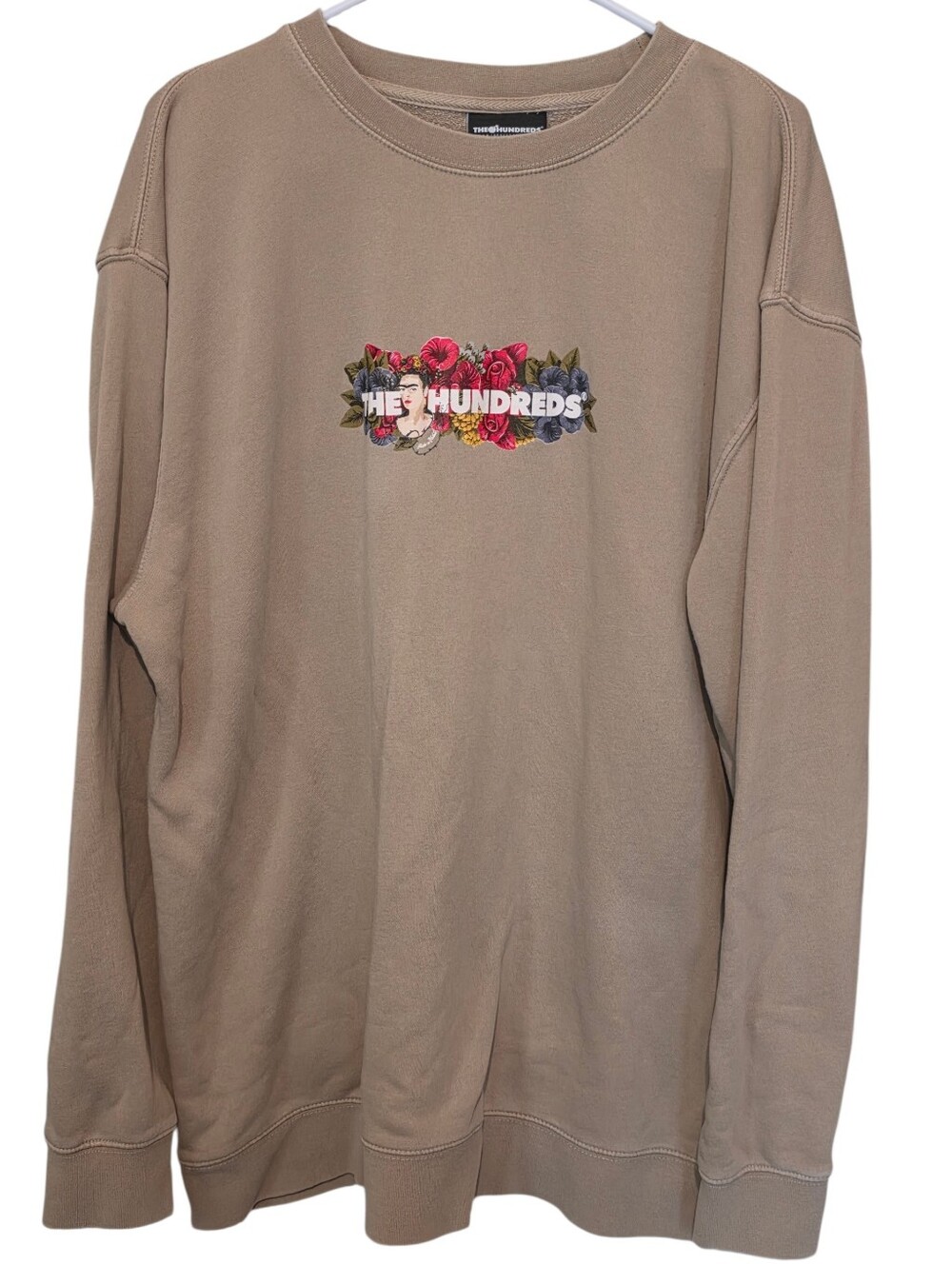 The Hundreds x Frida Kahlo "Pasion Por La Vida" EUC Graphic Sweatshirt Tan Sz XL